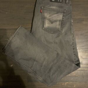 Levi's Gray Straight Jeans with Distressed Look